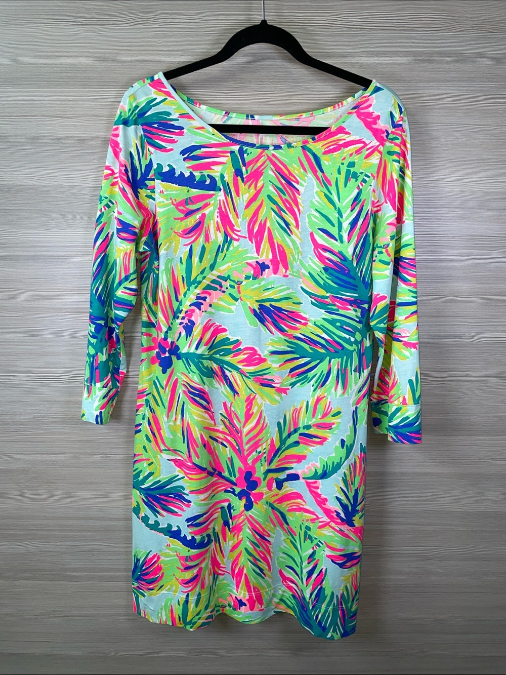 Lilly Pulitzer 100% Pima Cotton Marlowe Island Time Boat Neck Tropical Dress